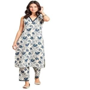 Women's Cotton Printed Straight Kurta With Pant Set