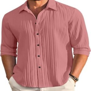 Men's Casual Cotton Plain Button Down Shirt