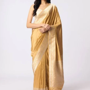 Yellow Pure Katan Silk Banarasi Handloom Shikargah Saree