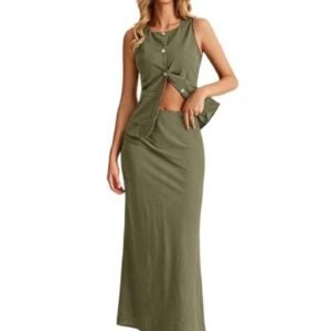 Cotton Linen Bodycon Skirt Set for Woman