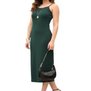 Women's Sleeveless Ribbed Knit Midi Dress