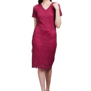 Women White Self Design Bodycon Lace Knee-Length Dress