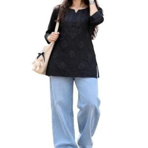Women's Chikankari Embroidered Straight Short Kurti