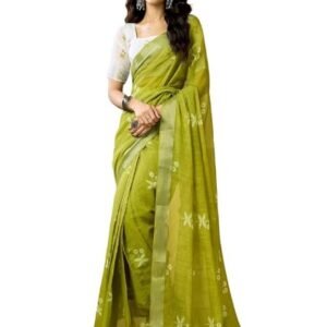Women's Printed Cotton Linen One Minute Ready to Wear Saree