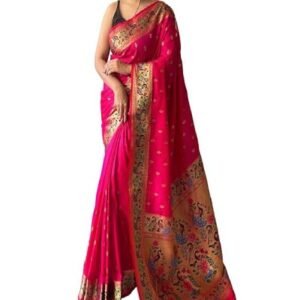 Women's Paithani Soft Lichi Silk Kanjivaram Sarees