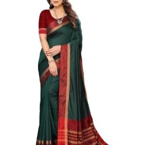 Women's Striped Pattern Cotton Silk Saree