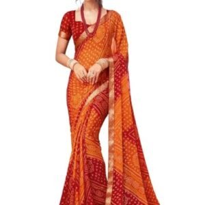 Women's Bandhani Printed Chiffon Saree