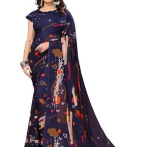 Women's Trendy Printed Georgette Purple Color Saree