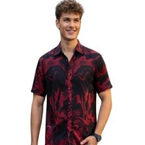 Men's Cotton Linen Printed Casual Shirt