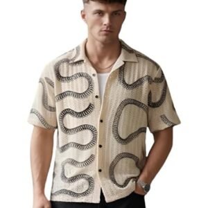 Crochet Knitted Stylish Premium Mens Shirt