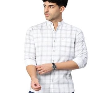 Men’s Pure Cotton Mandarin Collar Slim Fit Casual Shirt