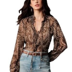 Cecily Paisley-Trim Button-Front Shirt