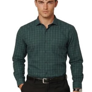 Men's Micro-Checkered Formal Slim Fit Full Sleeve Shirt