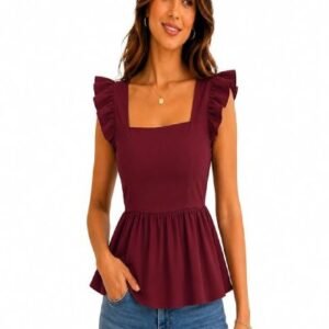 Women Sleeveless Ruffle Peplum Top for Women