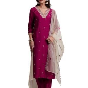 Women's Embroidered Kurta Pant Set with Dupatta