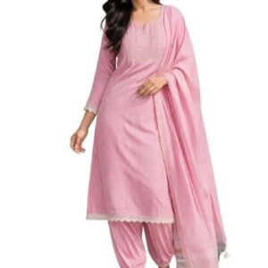 Pink Cotton Blend Kurta Set for Women